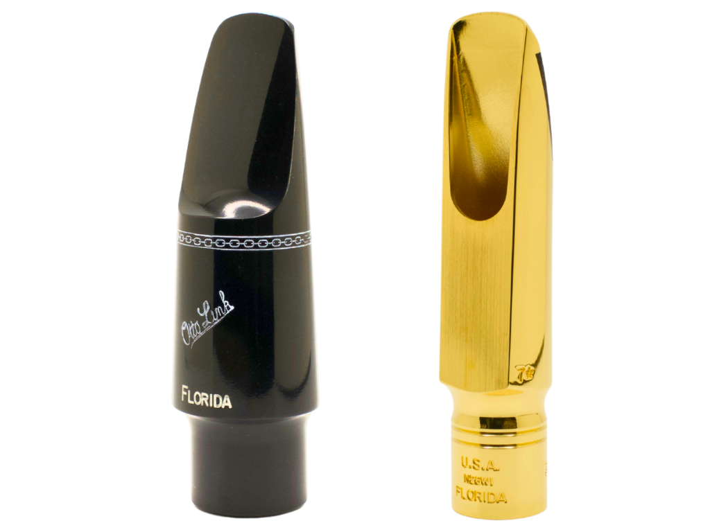 Otto Link Florida hard rubber metal tenor saxophone mouthpiece, known for bold projection and bright, sparkling tone.