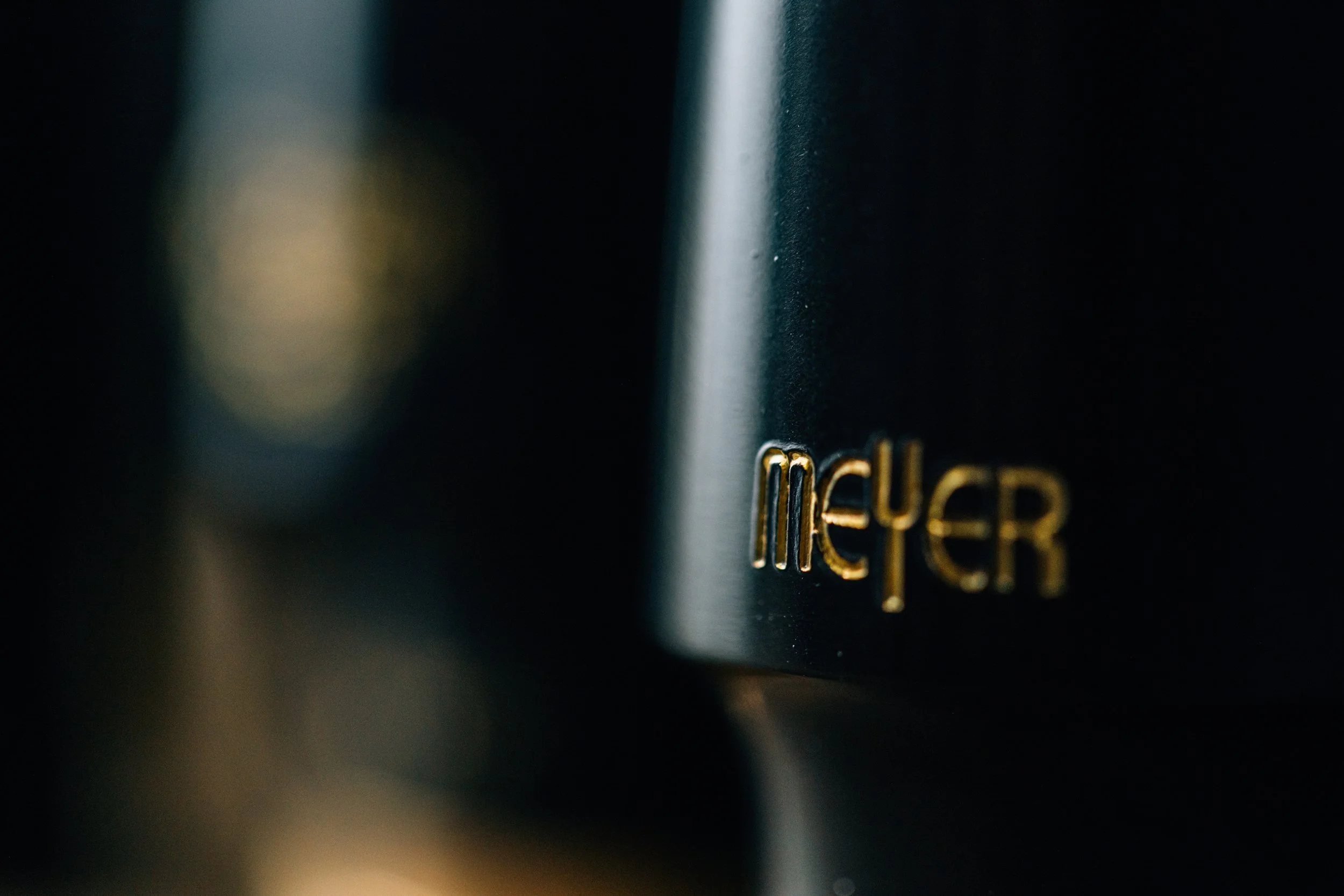 Close-up of a Meyer Bros. saxophone mouthpiece, highlighting the classic Meyer design and craftsmanship known for rich, versatile tone quality.