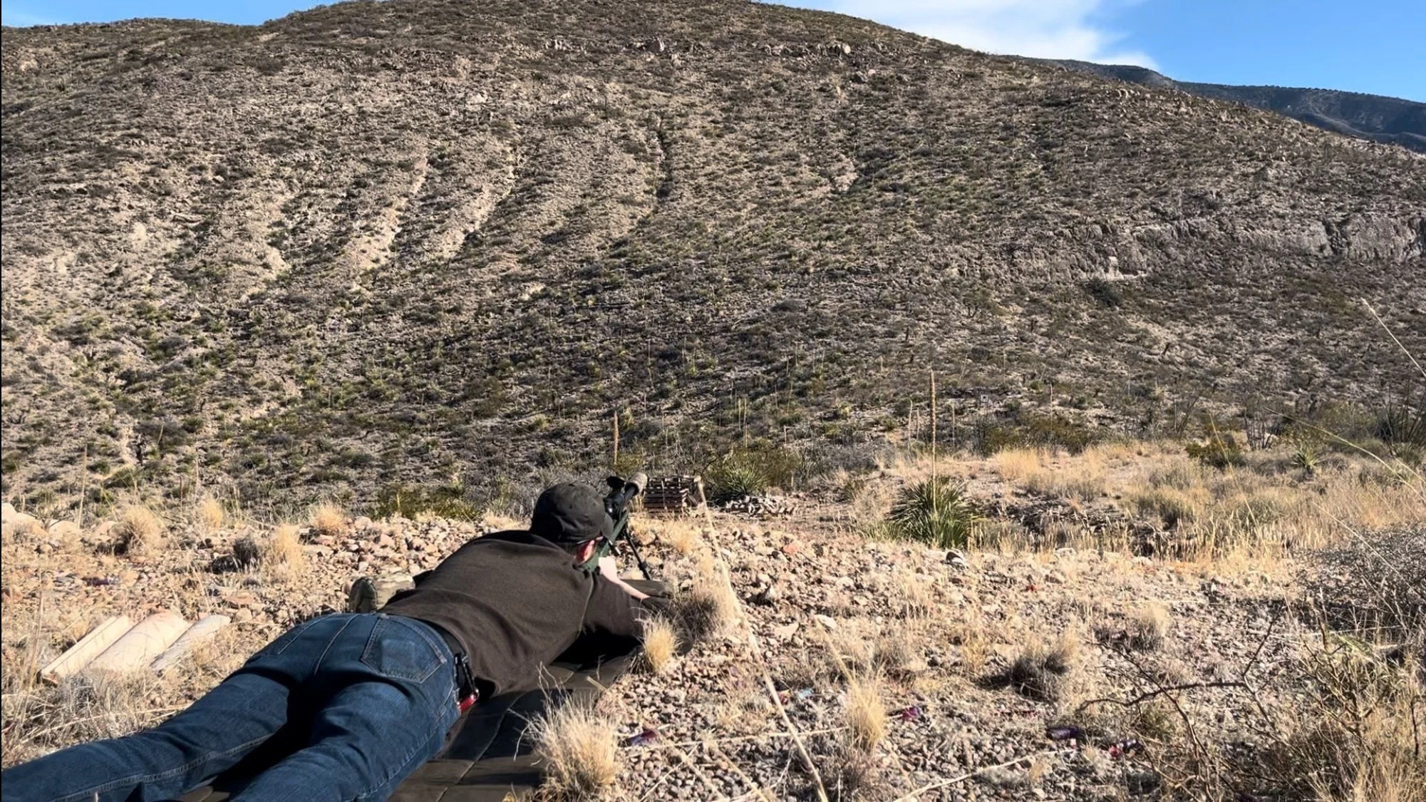 Denver Colorado Client in prone position shooting at long range targets 600 yards away