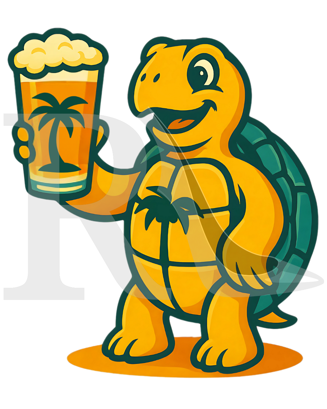 Keggs the Turtle was an original character I created for Pleasure Island Brewing. He features a palm tree on his chest to maintain brand continuity, tying back to the brewery’s core illustration mark - a pint glass with a palm tree inside.