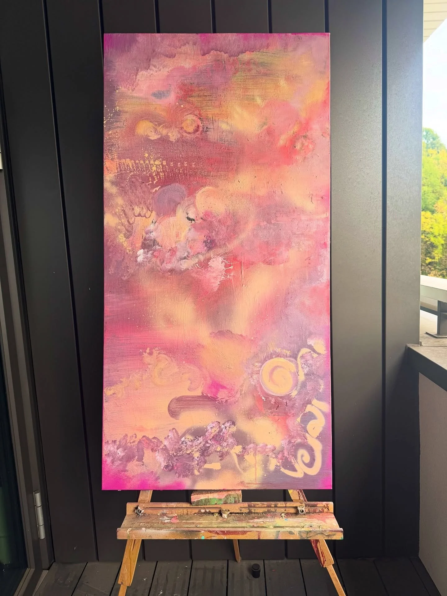&ldquo;Feeling Romantic&rdquo; 
2025

Acrylic and acrylic spray paint on canvas 
60 cm x 100 cm 

#abstractart #pink #purple #spiritualart