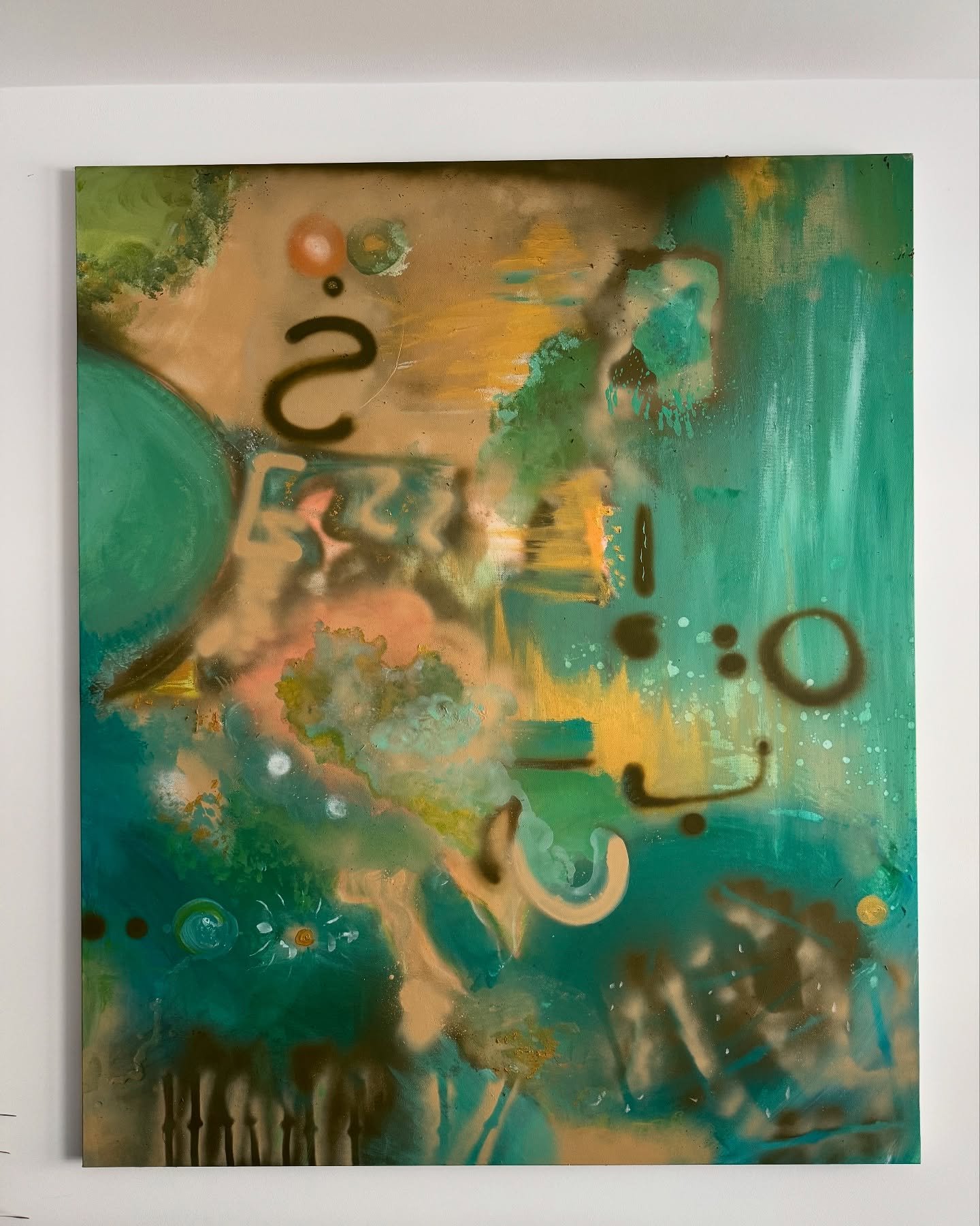 &ldquo;Messages from other places&rdquo;
2025 

Acrylic and acrylic spray paint on canvas 
100 cm x 100 cm

#abstractart #spiritualart #symbols