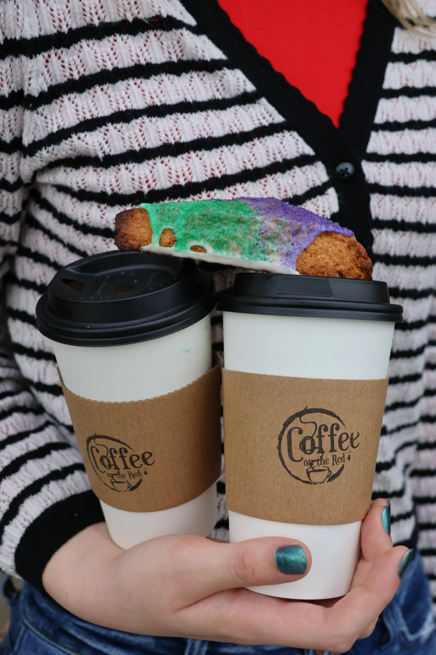 king cake scone and latte
