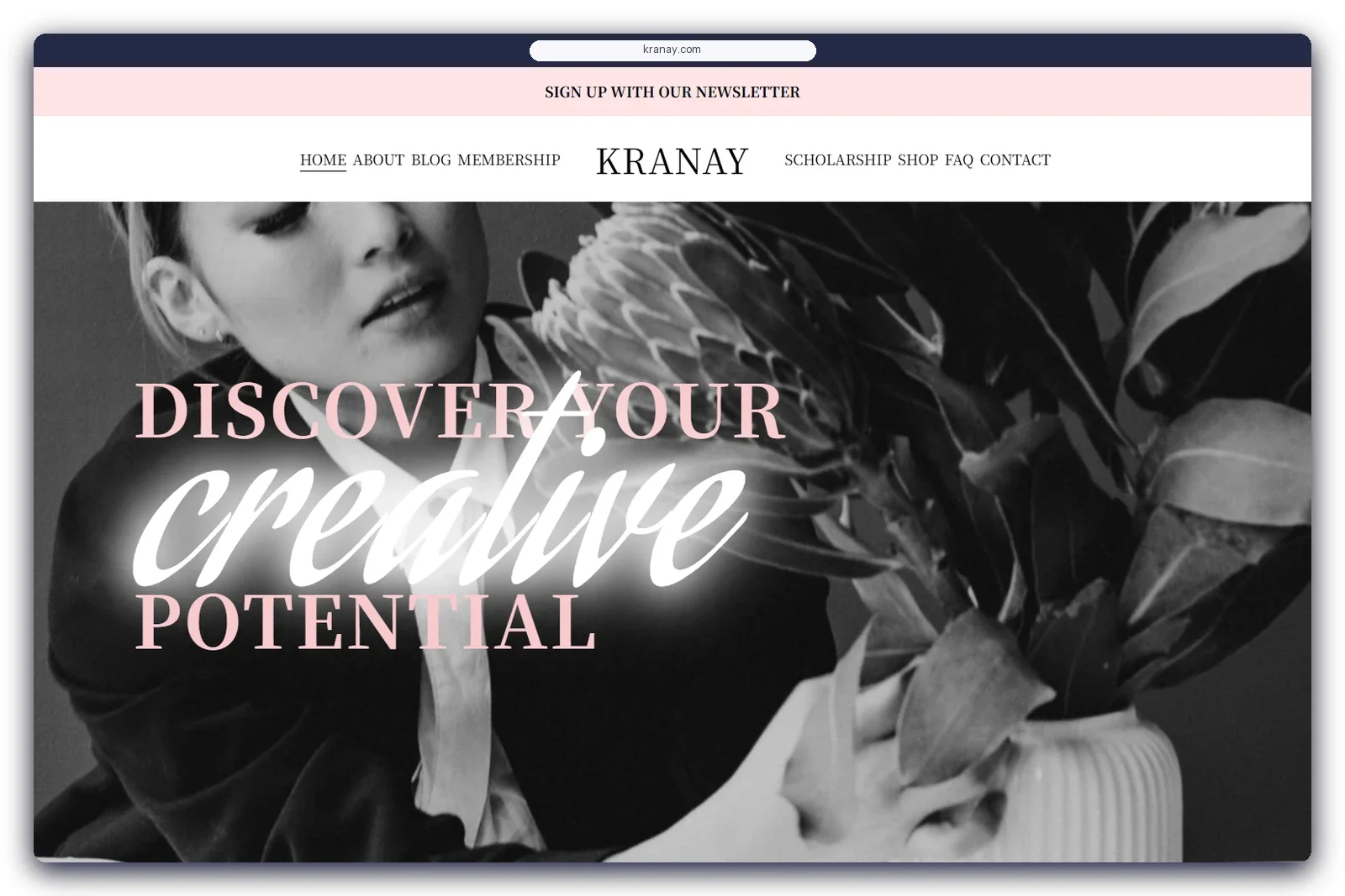 Kranay Squarespace website — homepage on desktop