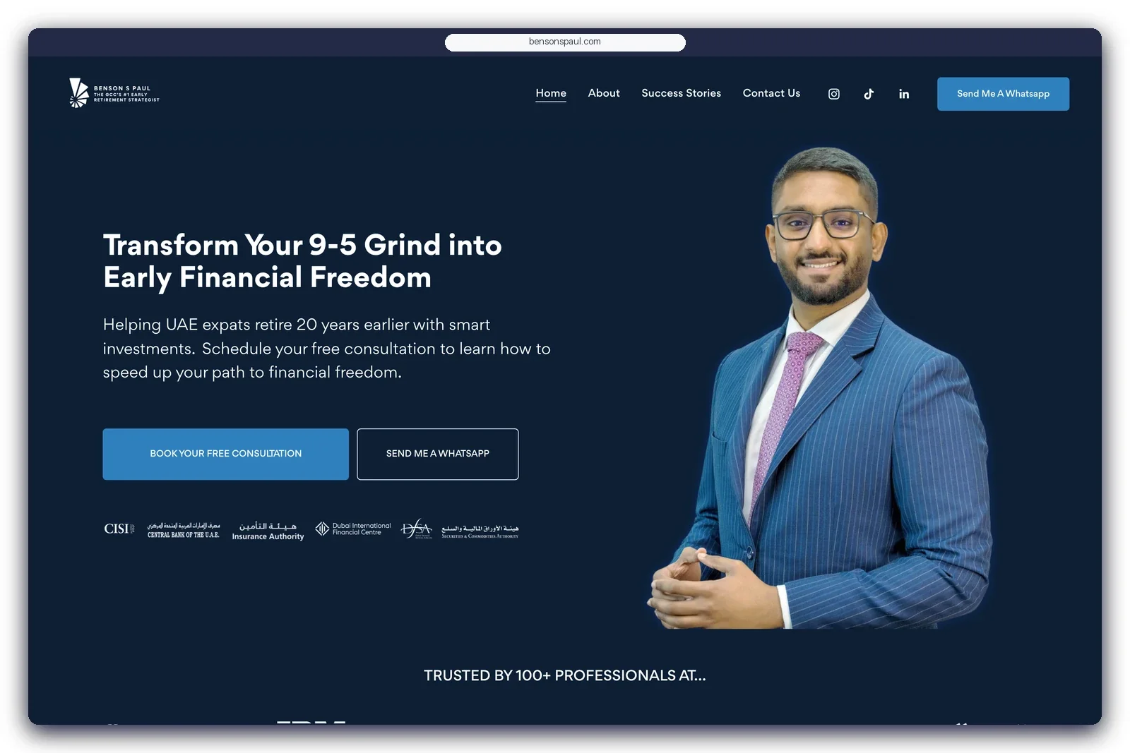 Bensons Paul Squarespace website — homepage on desktop