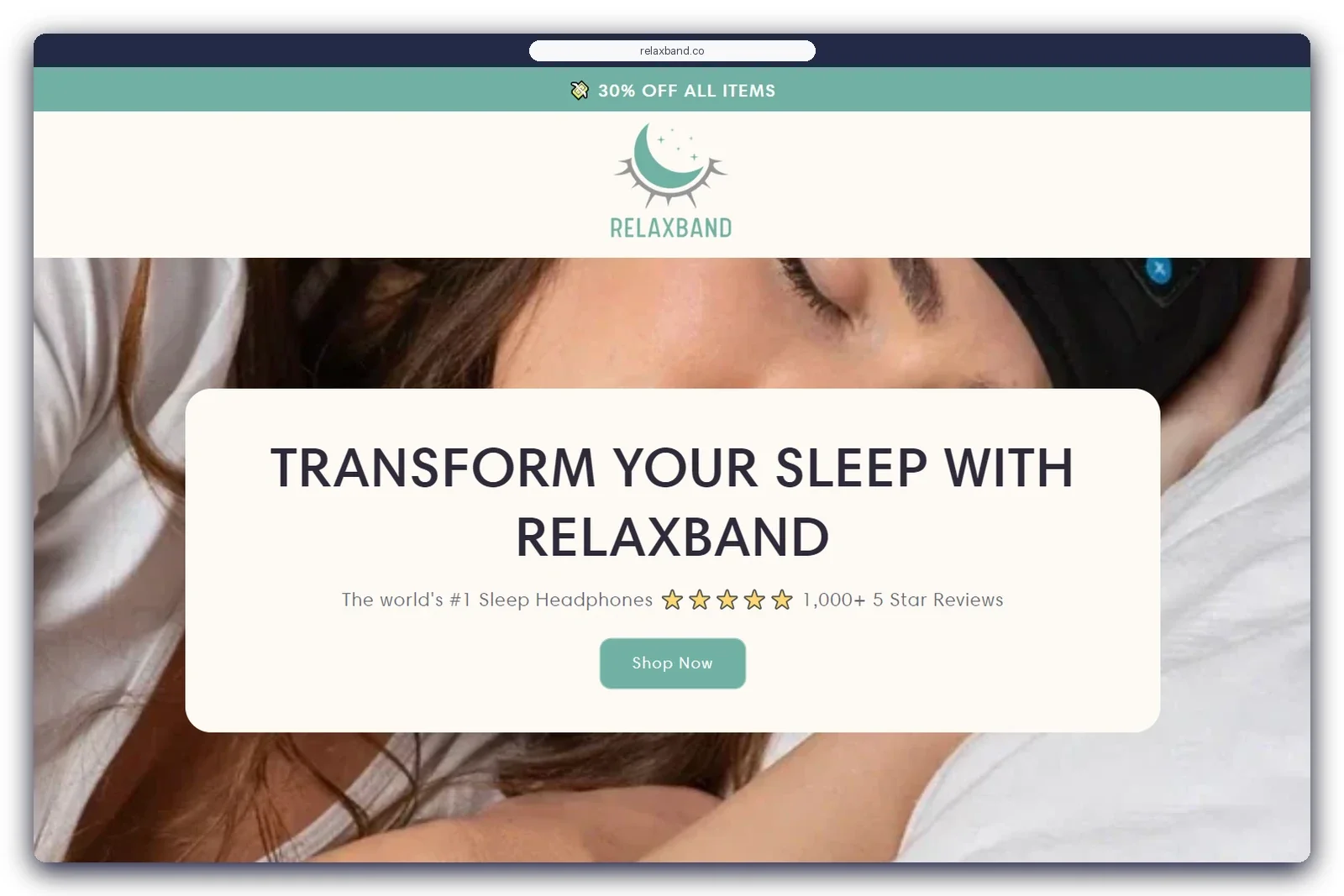 RelaxBand Squarespace website — homepage on desktop