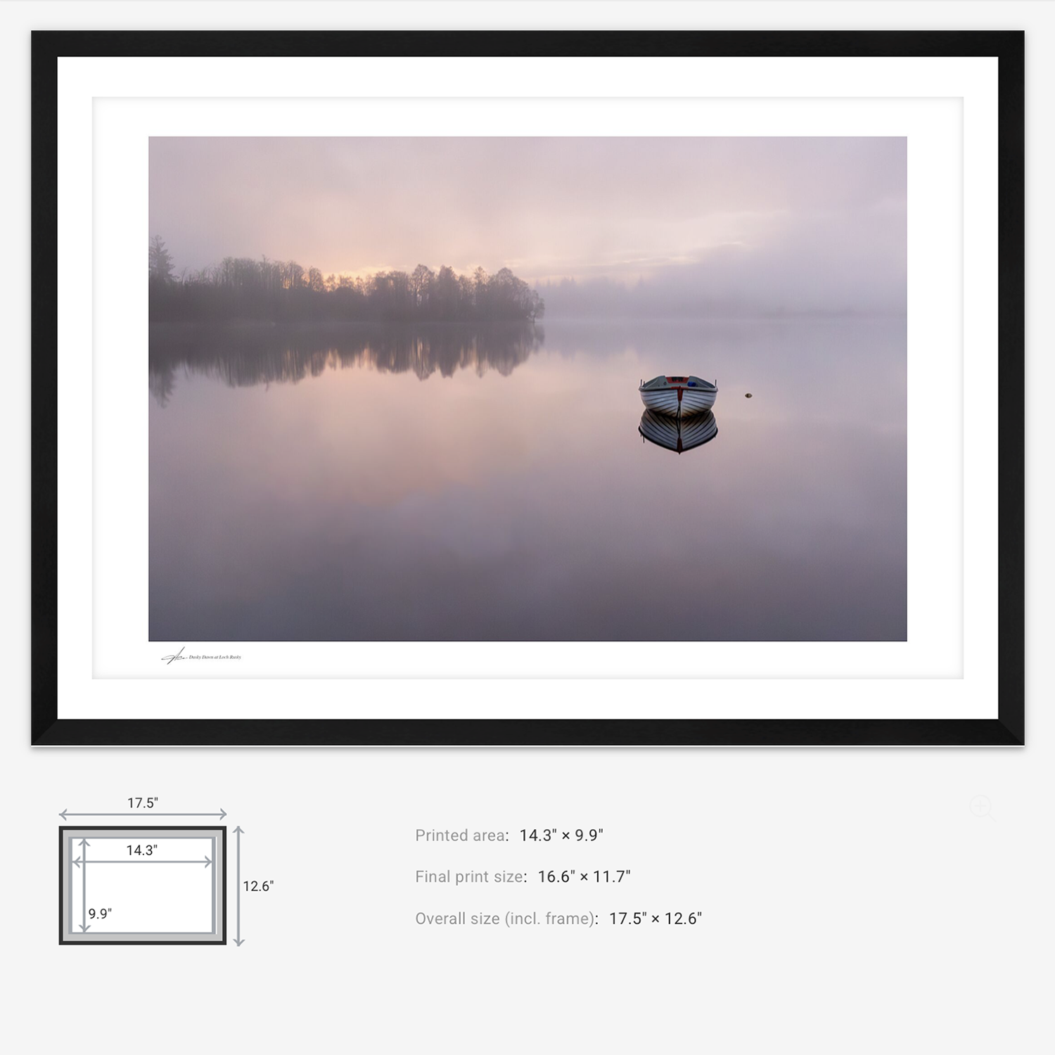 Pink sunrise at Loch Rusky Scotland Black Frame