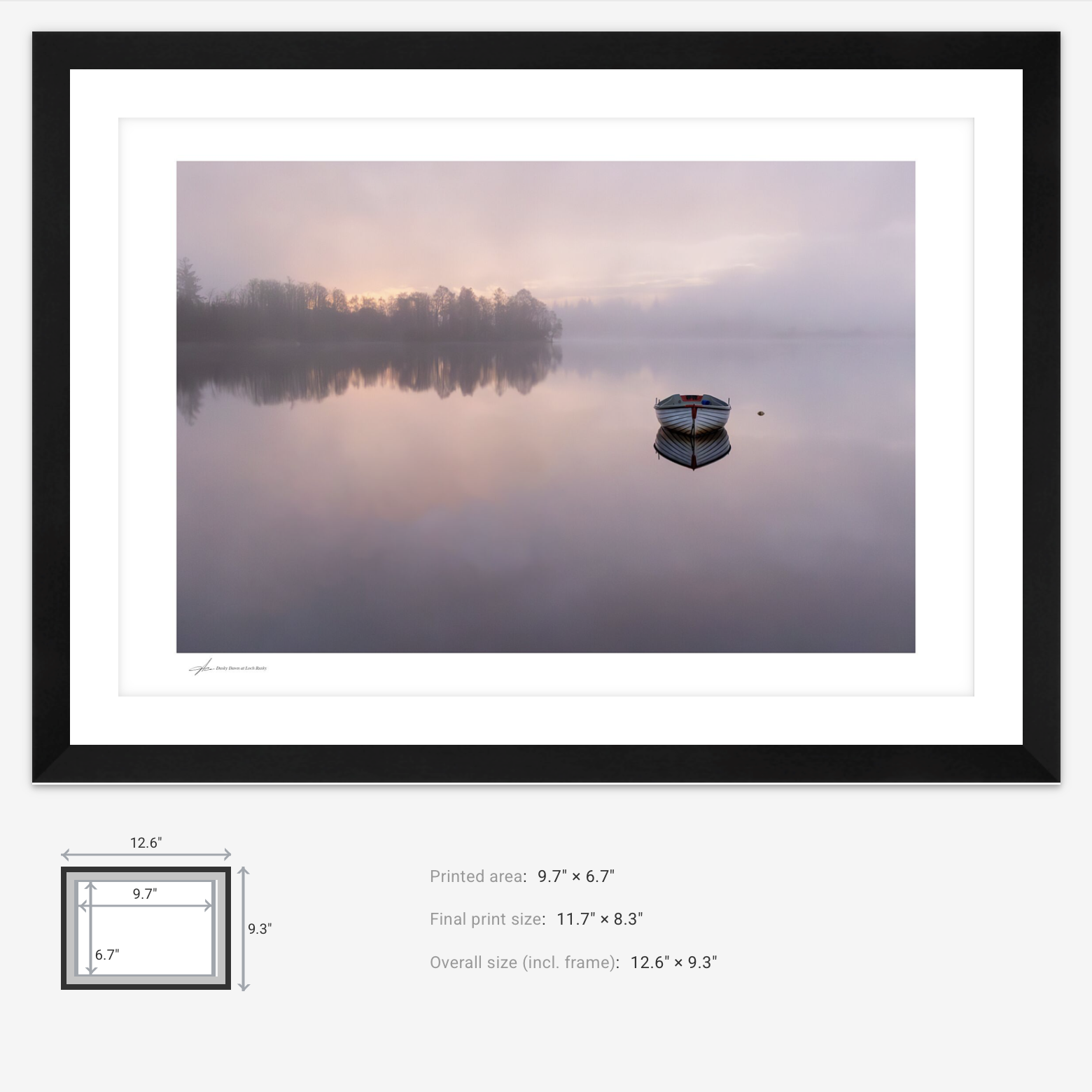 Pink sunrise at Loch Rusky Scotland Black Frame