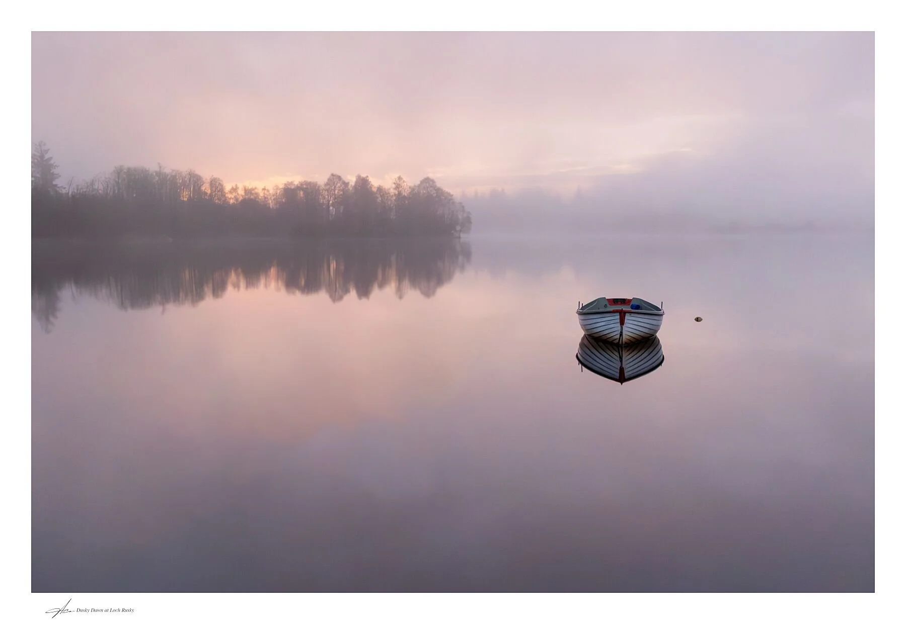 Pink sunrise at Loch Rusky Scotland
