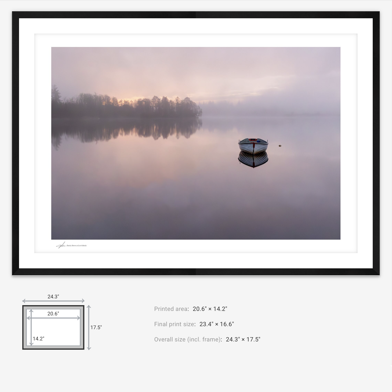 Pink sunrise at Loch Rusky Scotland Black Frame