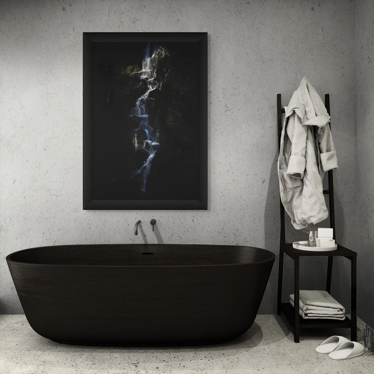minimal Fine Art Photography dark image of Swallow falls located I a bathroom