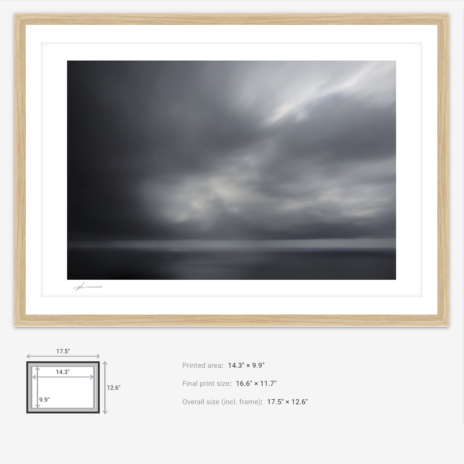 Fine Art Storm Photography - San Sebastian Spain - Oak Frame