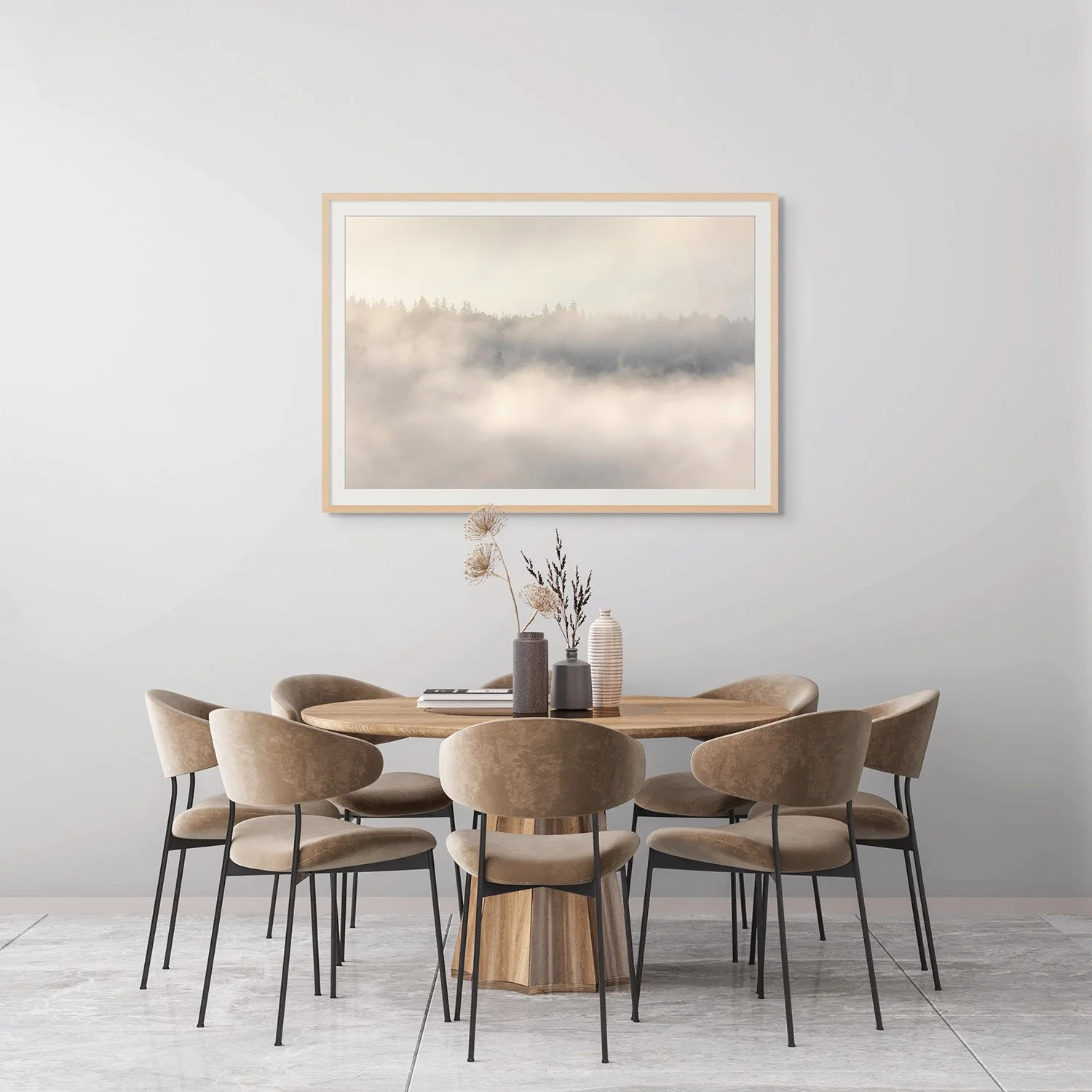 dining room setting with feature Fine art photography