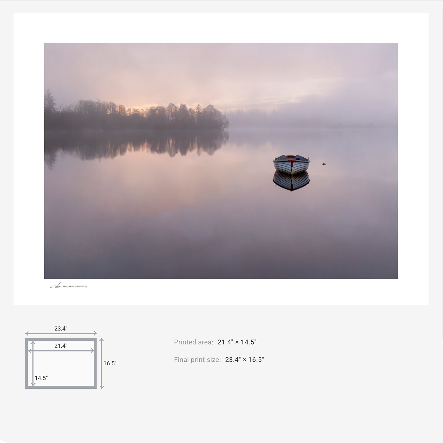 Pink sunrise at Loch Rusky Scotland Print