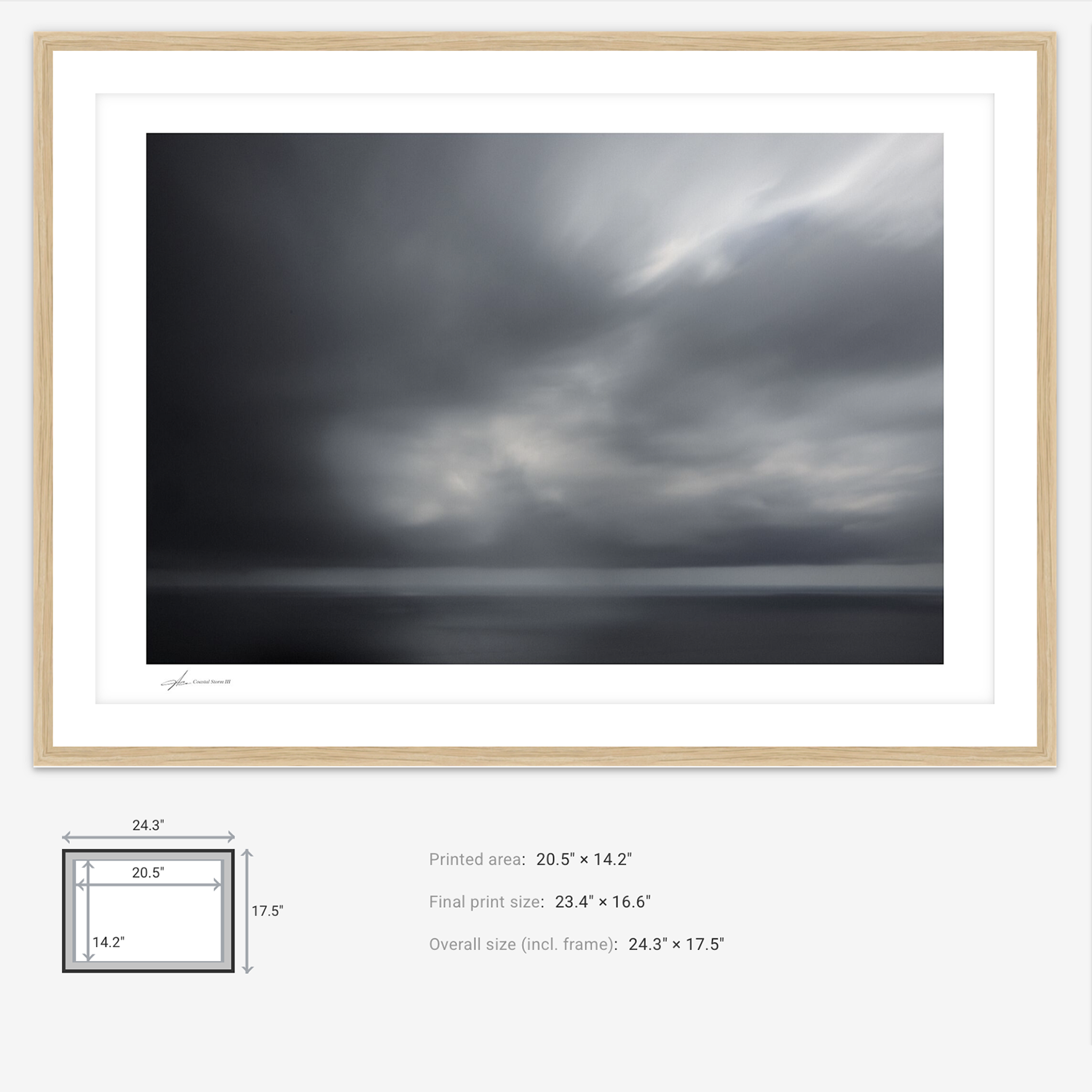 Fine Art Storm Photography - San Sebastian Spain - Oak Frame
