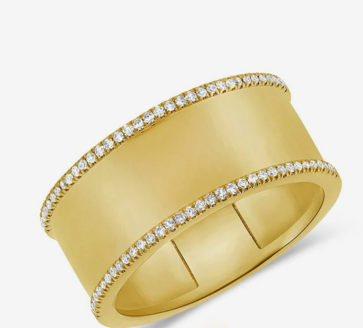 Cigar Style Wedding Band With Diamonds
