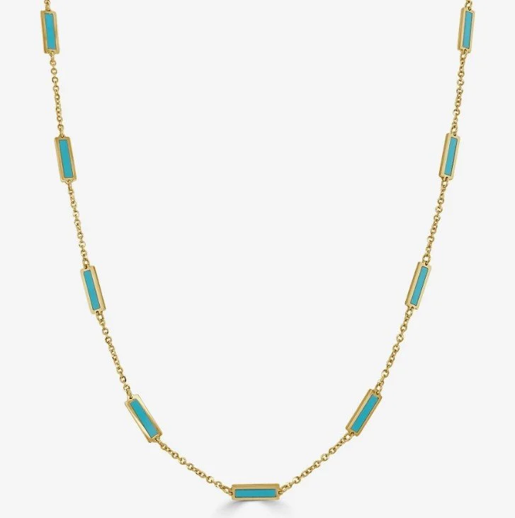 14k Gold & Turquoise Station Necklace