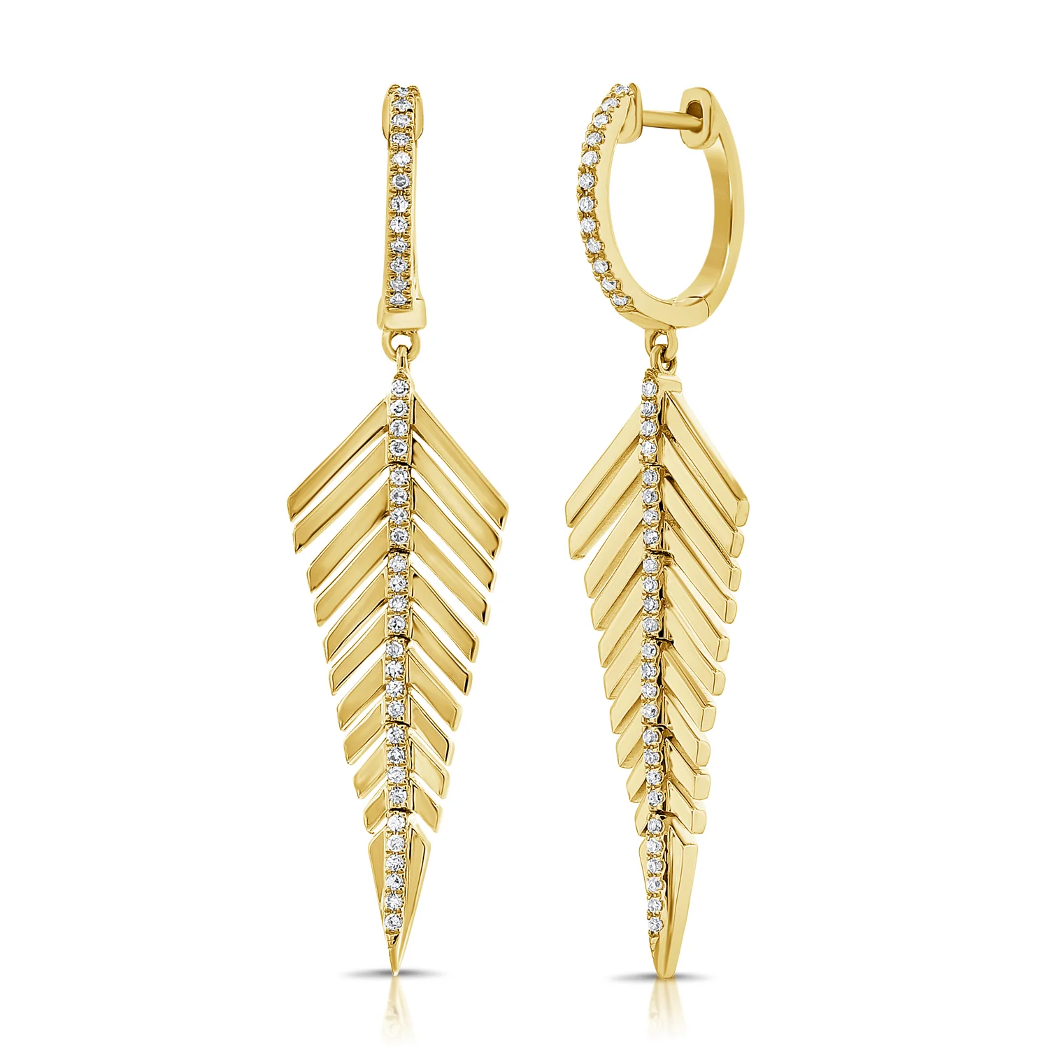 14K GOLD DIAMOND FEATHER DANGLE EARRINGS - Yellow.png