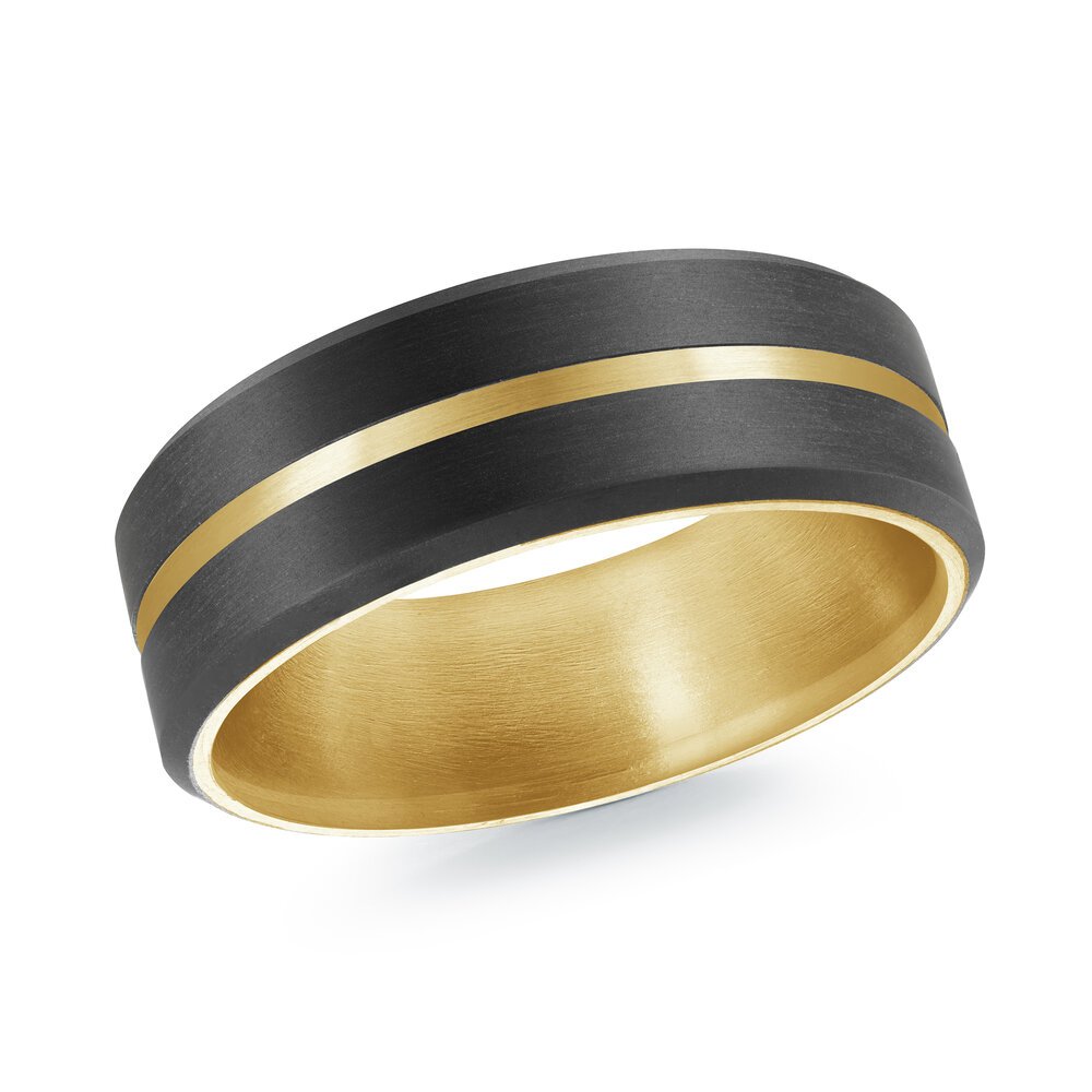 Mardini Carbon Fiber & 14K Gold Men's Wedding Band