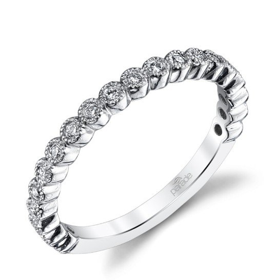 18K White Gold Bezel Set Wedding Band
