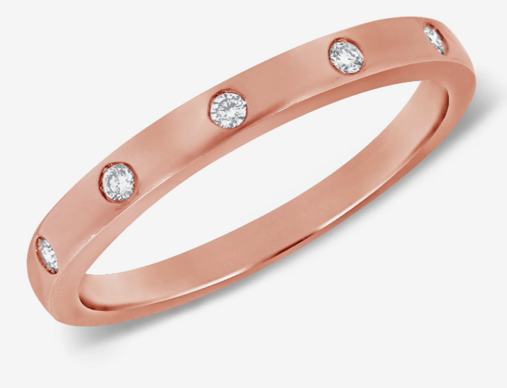 Flat Burnish Set Wedding Band