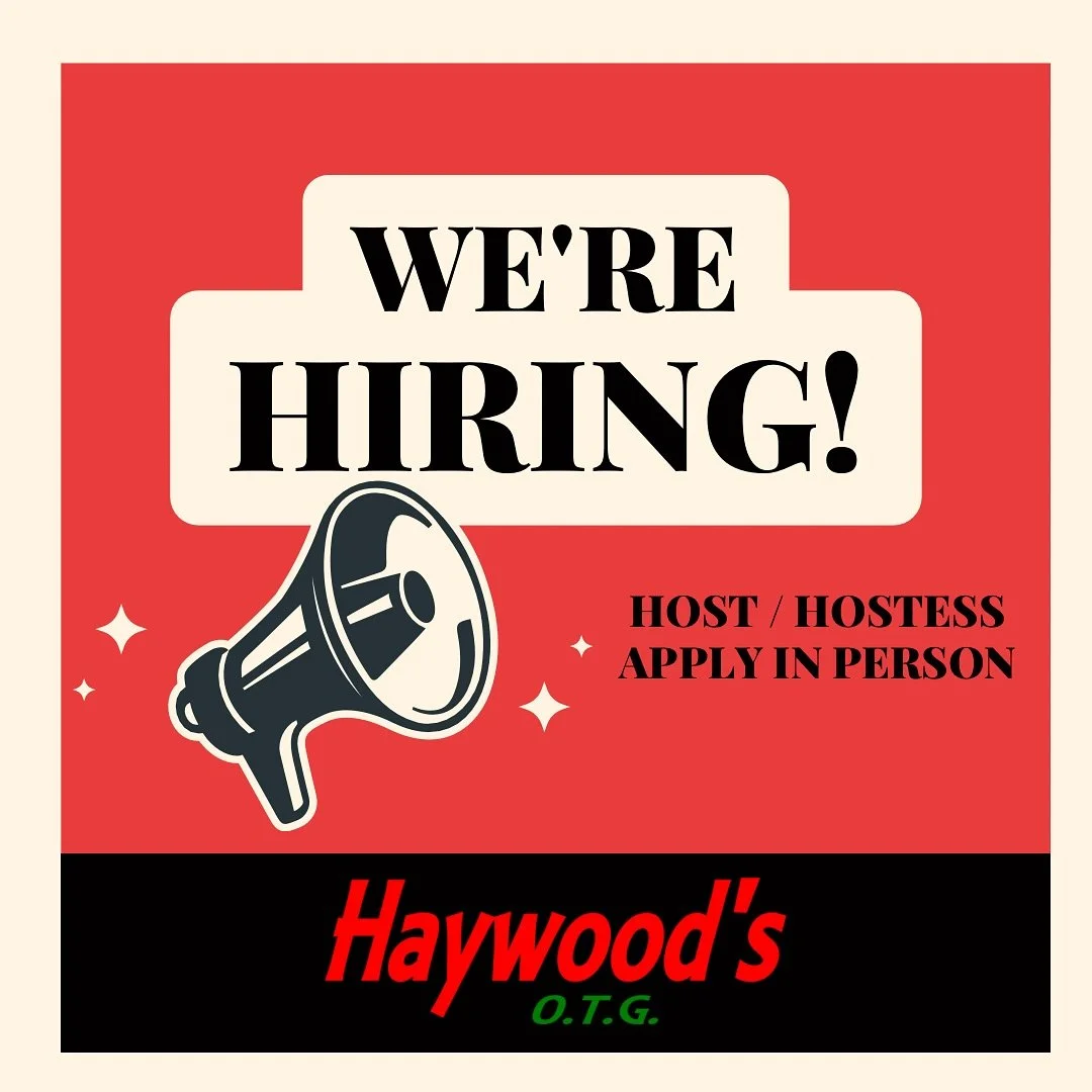 Hiring hosts / hostess positions. Apply in person!