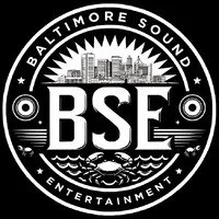 Logo of Baltimore Sound Entertainment with a city skyline and musical speakers