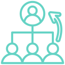 Flowchart icon with connected people and a phone