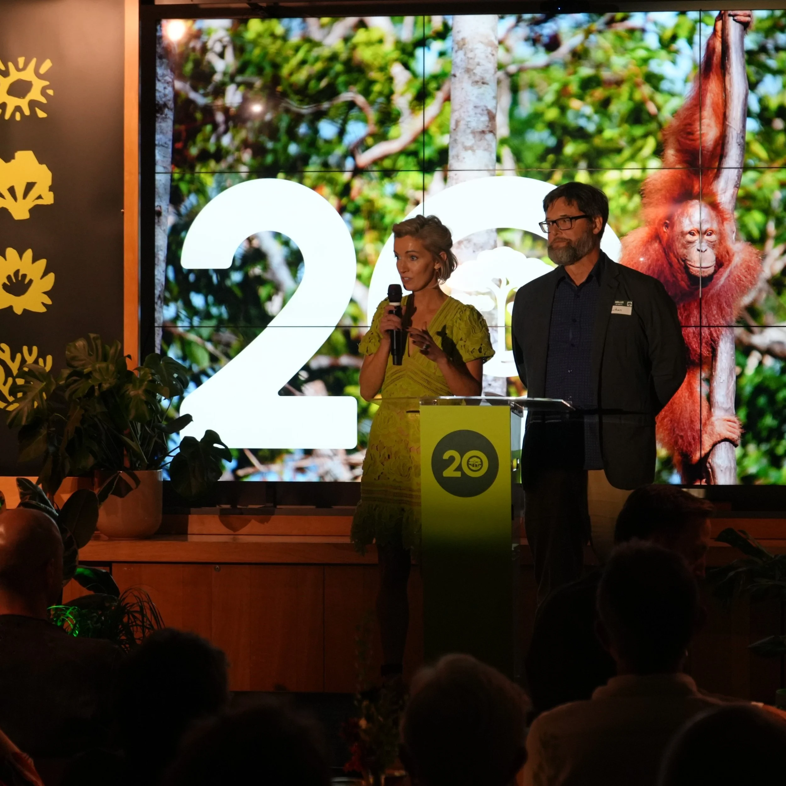 co-CEOs Jonathan Jennings and Ashley Emerson speak on stage