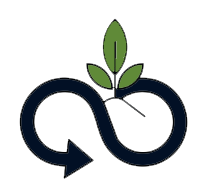 Eco-friendly icon with an infinity symbol and a green plant