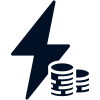 Energy savings icon with a lightning bolt and stacked coins