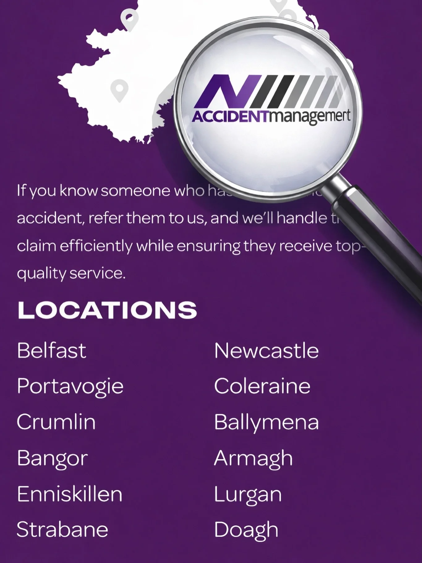 📍 We&rsquo;re closer than you think&hellip;

Had a non-fault accident?
Don&rsquo;t deal with the stress &mdash; we handle everything from start to finish.

From Belfast to Enniskillen, we&rsquo;ve got you covered.
