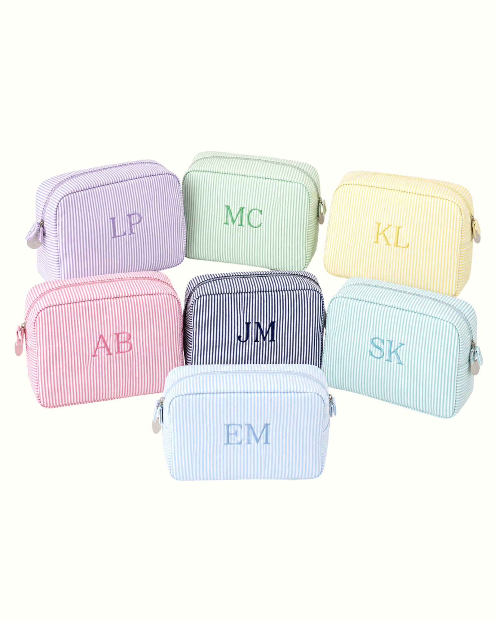 Striped Embroidered Pouch