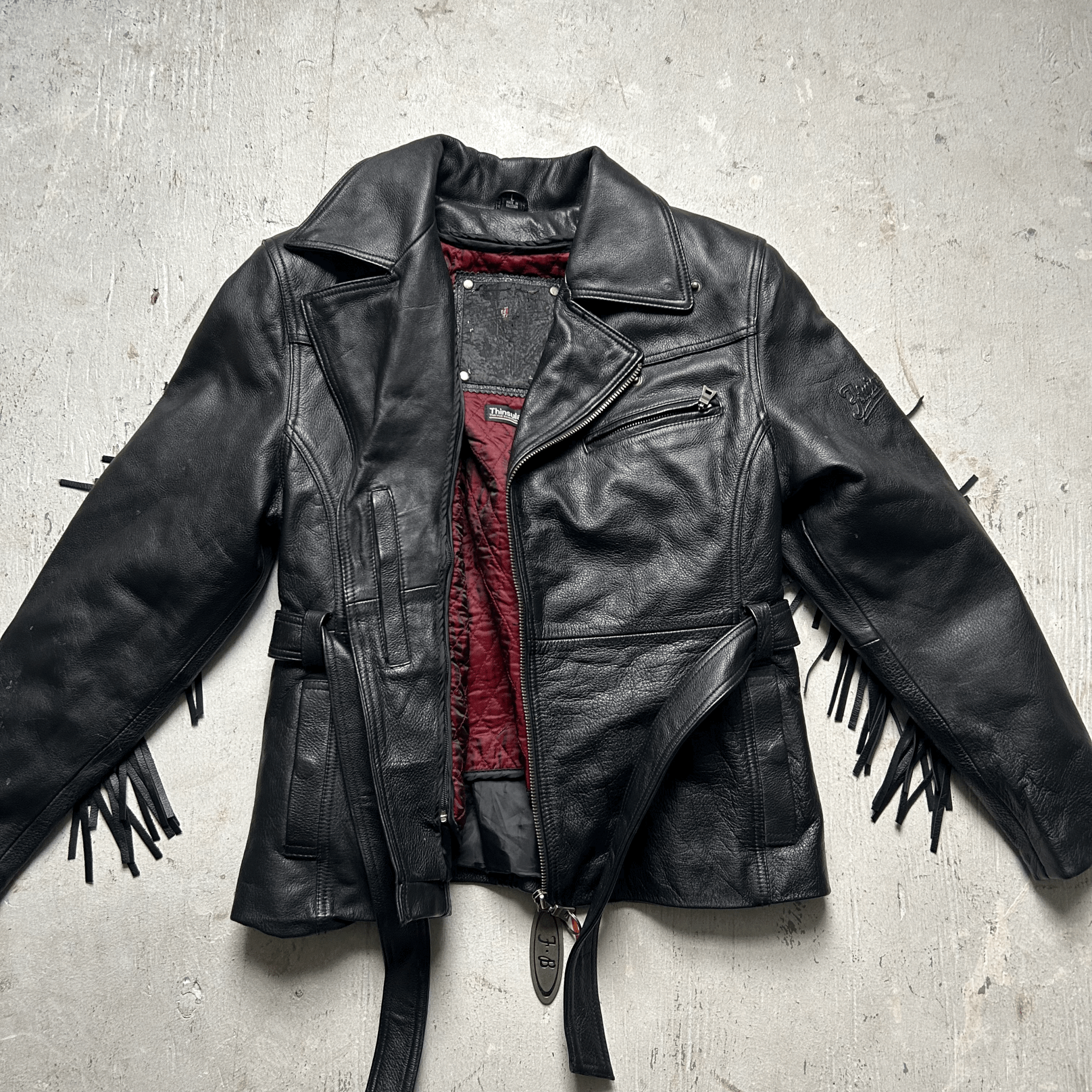 Leather Fringe Moto Jacket - Large