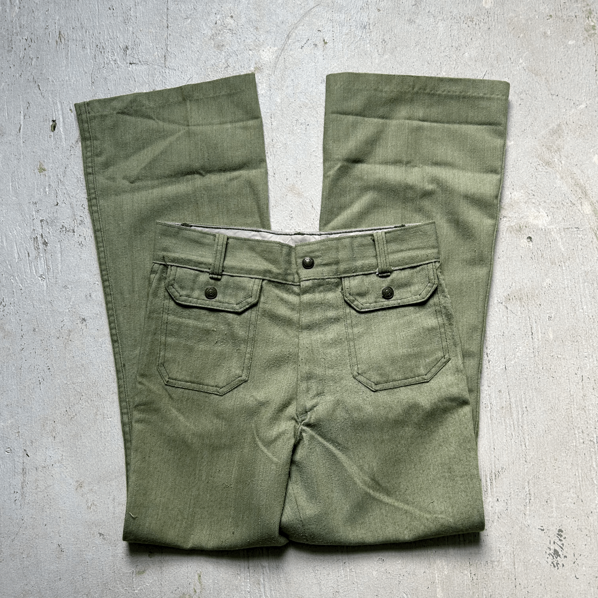 70s Sage Green Flare Pants 24"