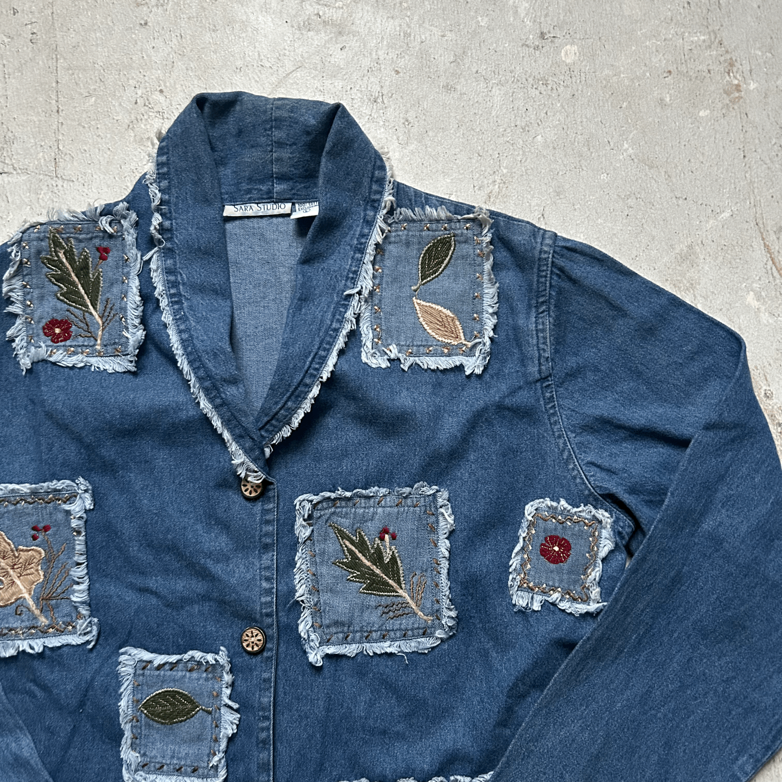 Granny's Garden Patchwork Denim Jacket - Large