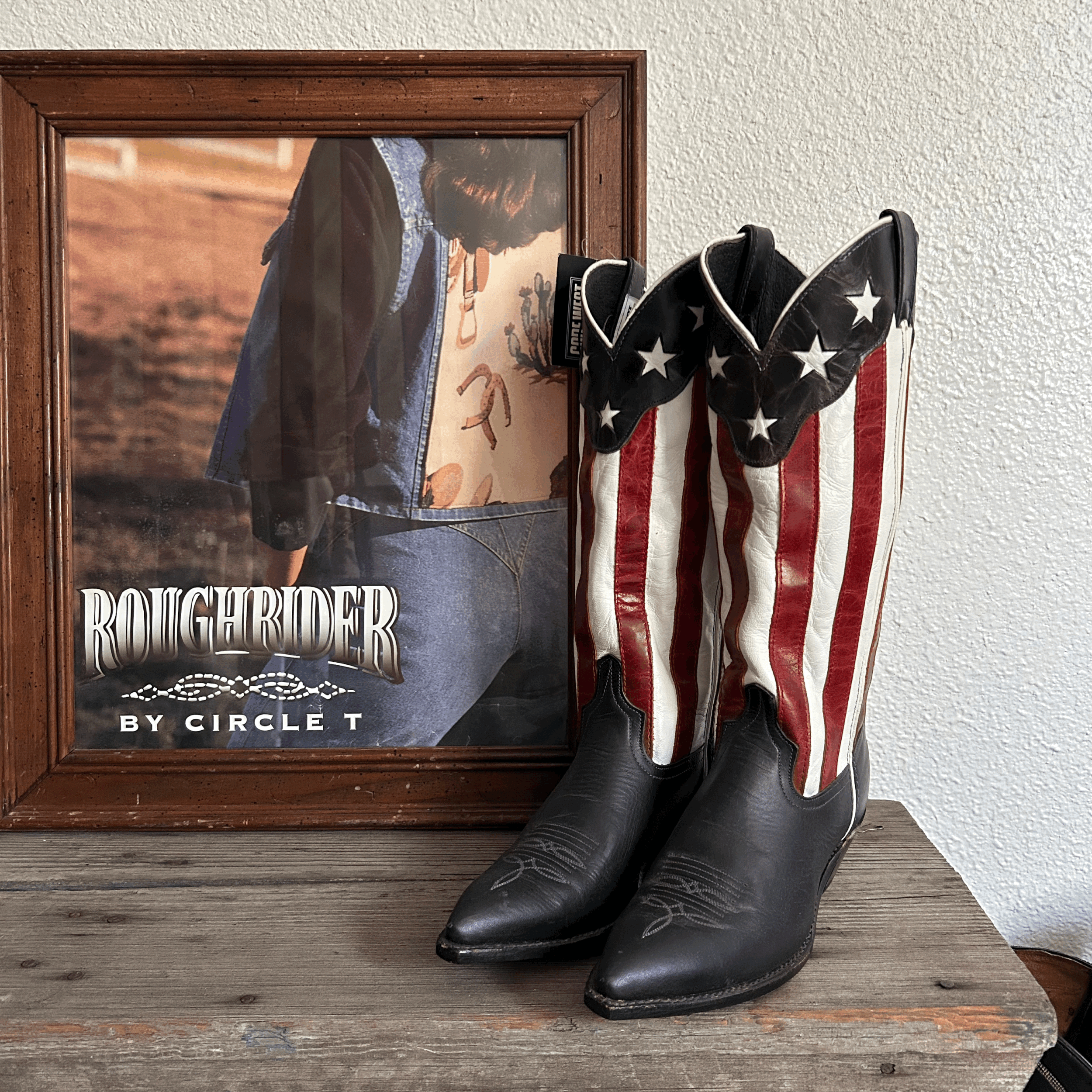 Deadstock Code West American Flag Tall Boots Size Women's 6