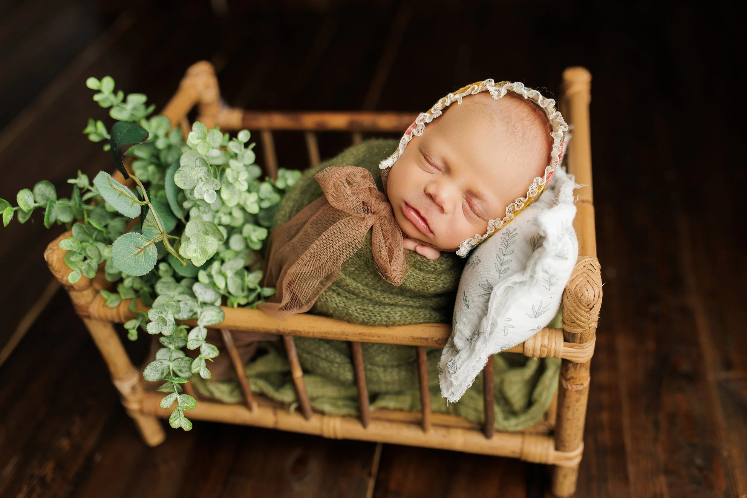 Newborn baby wrapped in neutral tones — Alana Mae Photography — Southwest Louisiana