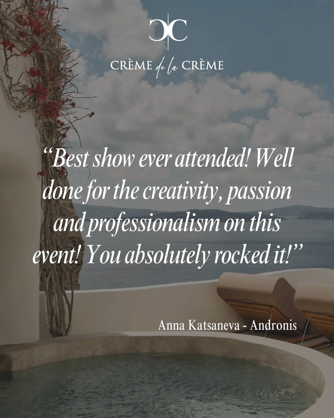 It means the world to us when industry leaders recognize the hard work, creativity, and passion poured into the Cr&egrave;me de la Cr&egrave;me salon. We strive to be the best and your words affirm we achieved it! 🥂

hashtag#BestShowEver hashtag#cre