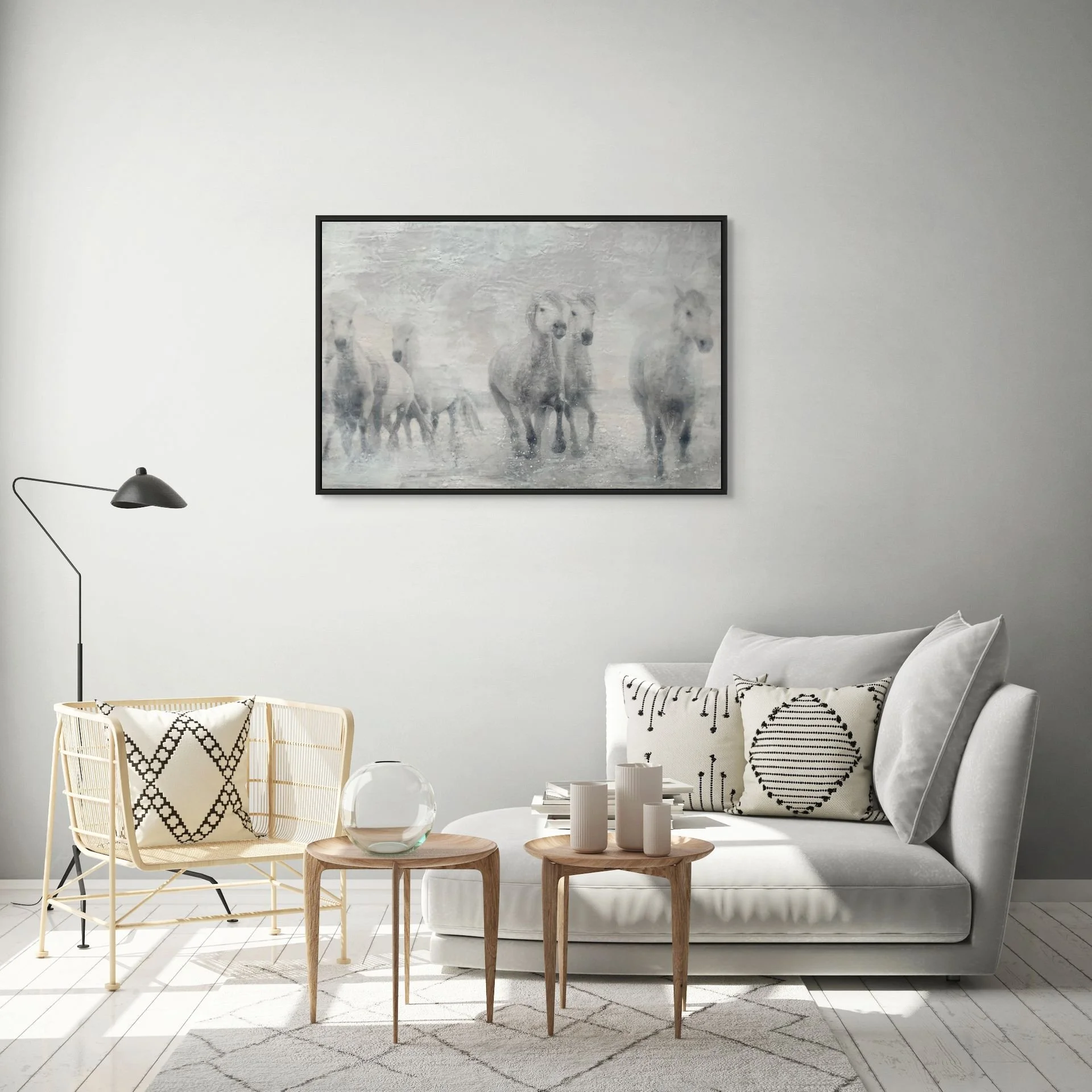 Titan's Horses- Encaustic Artwork-Lost Ponies 36x24 inch Framed.