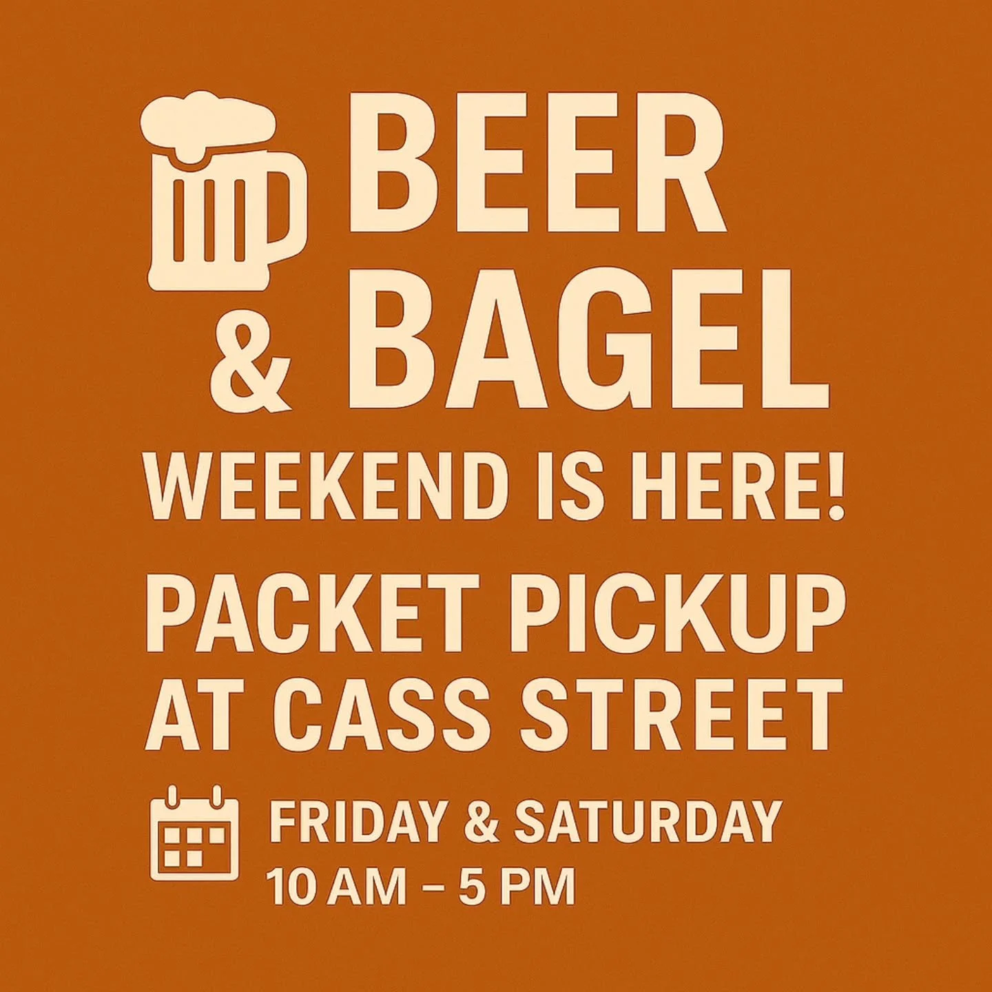 🍺 Beer &amp; Bagel Weekend is Here! 🍂

The trails are calling &mdash; and the chili, beer, and bagels are waiting!
But first&hellip; make sure you&rsquo;re race-ready.

🎟 Packet Pickup:
📍 Peak Performance 78th &amp; Cass Street
🕙 Friday &amp; Sa
