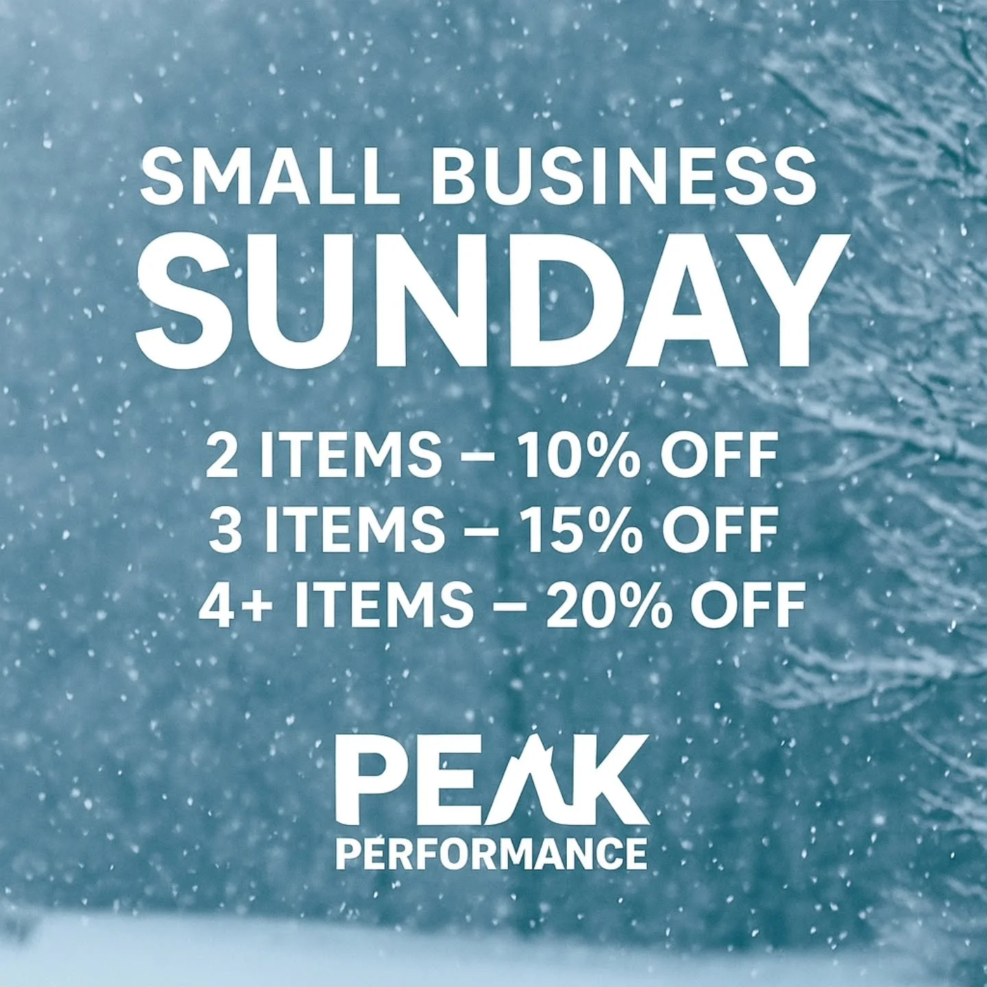 Missed us today? You&rsquo;ve got another chance!
💥 Small Business Sunday is ON at Peak Performance!

Same deals. Same energy. Same chance to support your favorite local running store.

🛍️ Sunday Savings:
10% off 2 items
15% off 3 items
20% off 4+ 