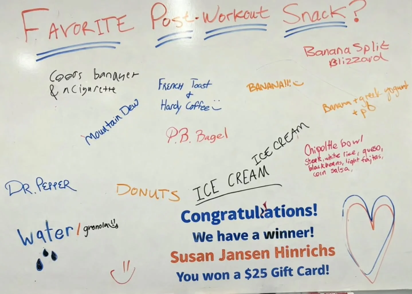 🎉 We&rsquo;ve got a winner! 🎉
Congrats to Susan Jansen Hinrichs &mdash; you&rsquo;re the winner of our Favorite Post-Run Snack giveaway and a $25 Peak Performance gift card! 🏆

Thank you to everyone who liked, followed, and shared their go-to post
