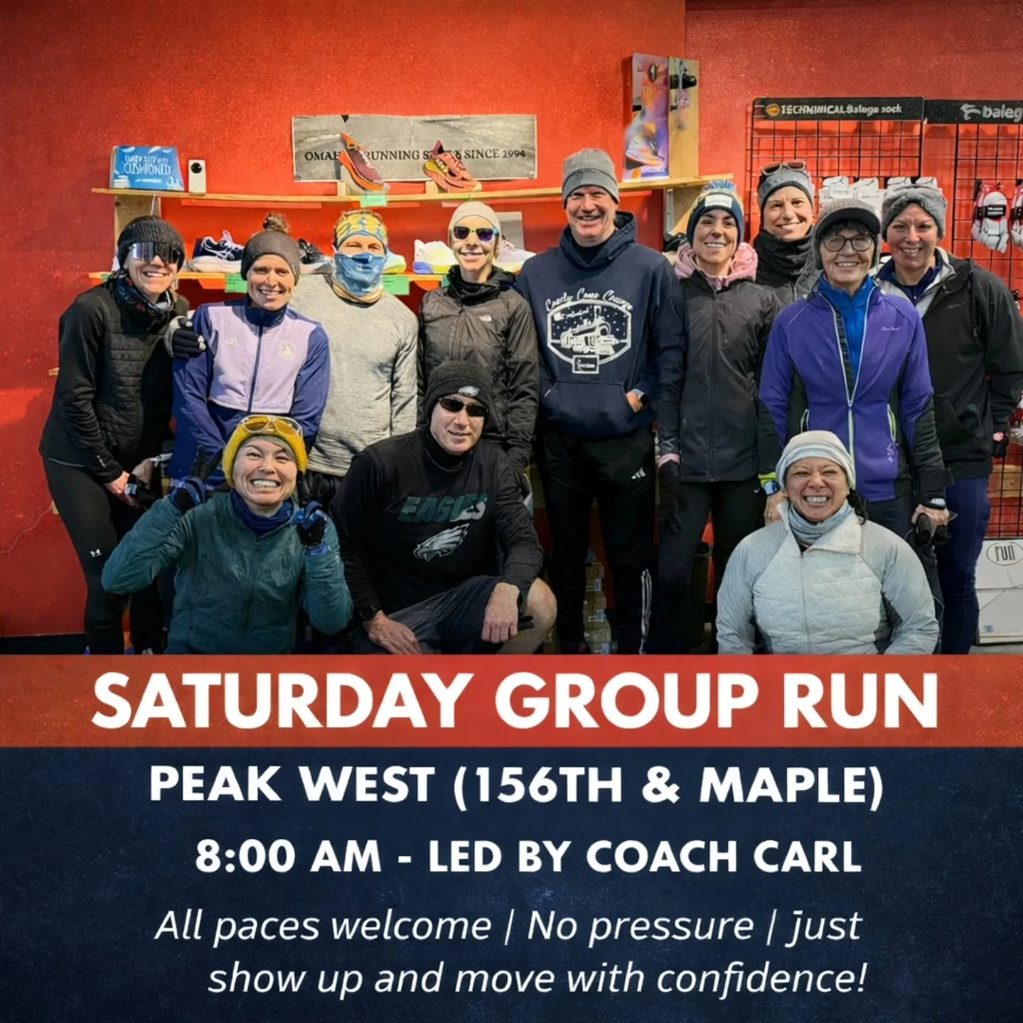 Saturday mornings are better together. 👟☕️
Join us for our Saturday Group Run at Peak Performance West (156th &amp; Maple)
🕗 8:00 AM
👟 Led by Coach Carl

Whether you&rsquo;re training for something big, building consistency, or just looking for a 