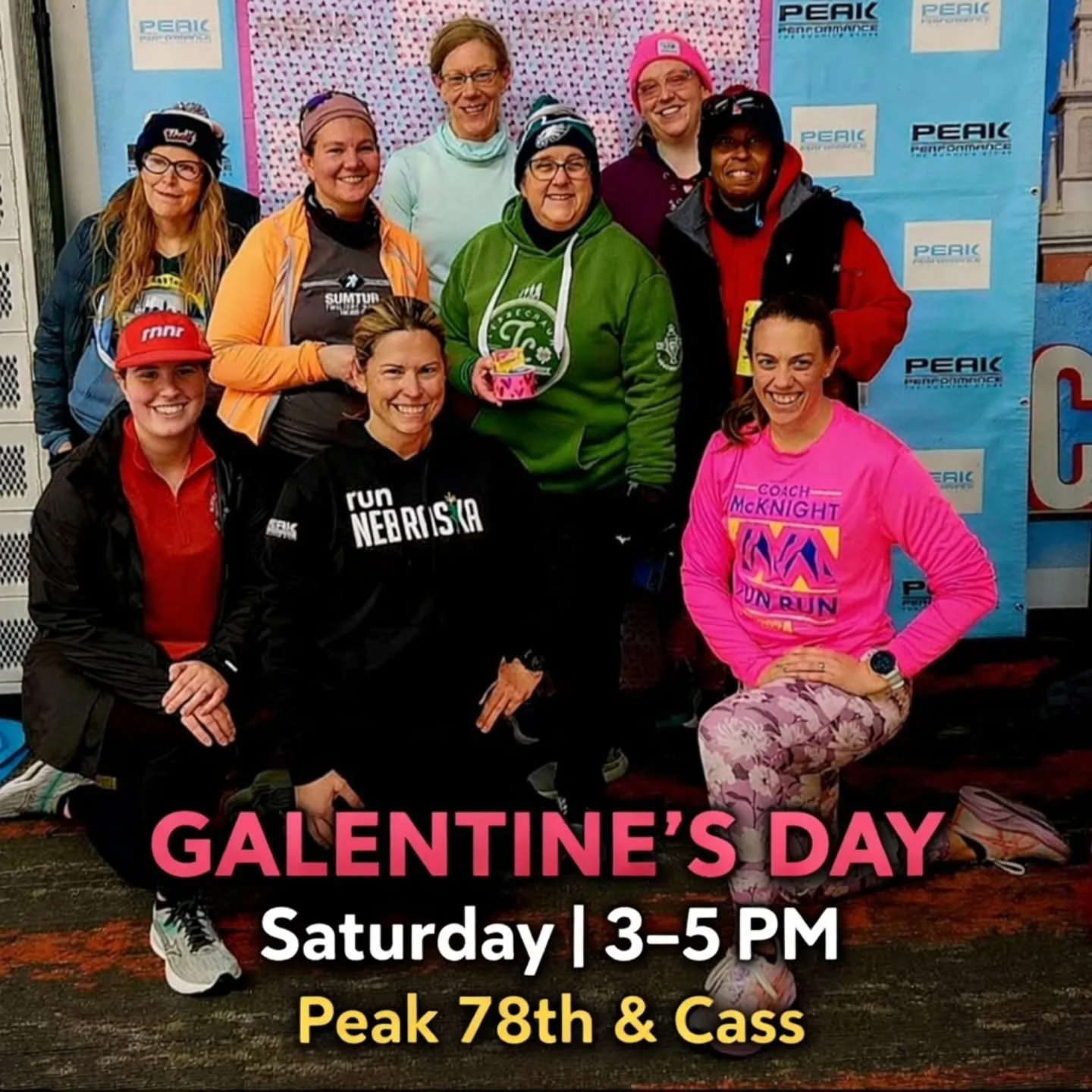 GALENTINE&rsquo;S DAY AT PEAK 💛
Grab your run friends and meet us at Peak for a fun, feel-good afternoon.

🗓 Saturday | 3&ndash;5 PM
📍 78th &amp; Cass
👟 Casual group run
🛍 In-store perks
🎉 Local vendors

BONUS: Super Day Run 5K packet pick-up w