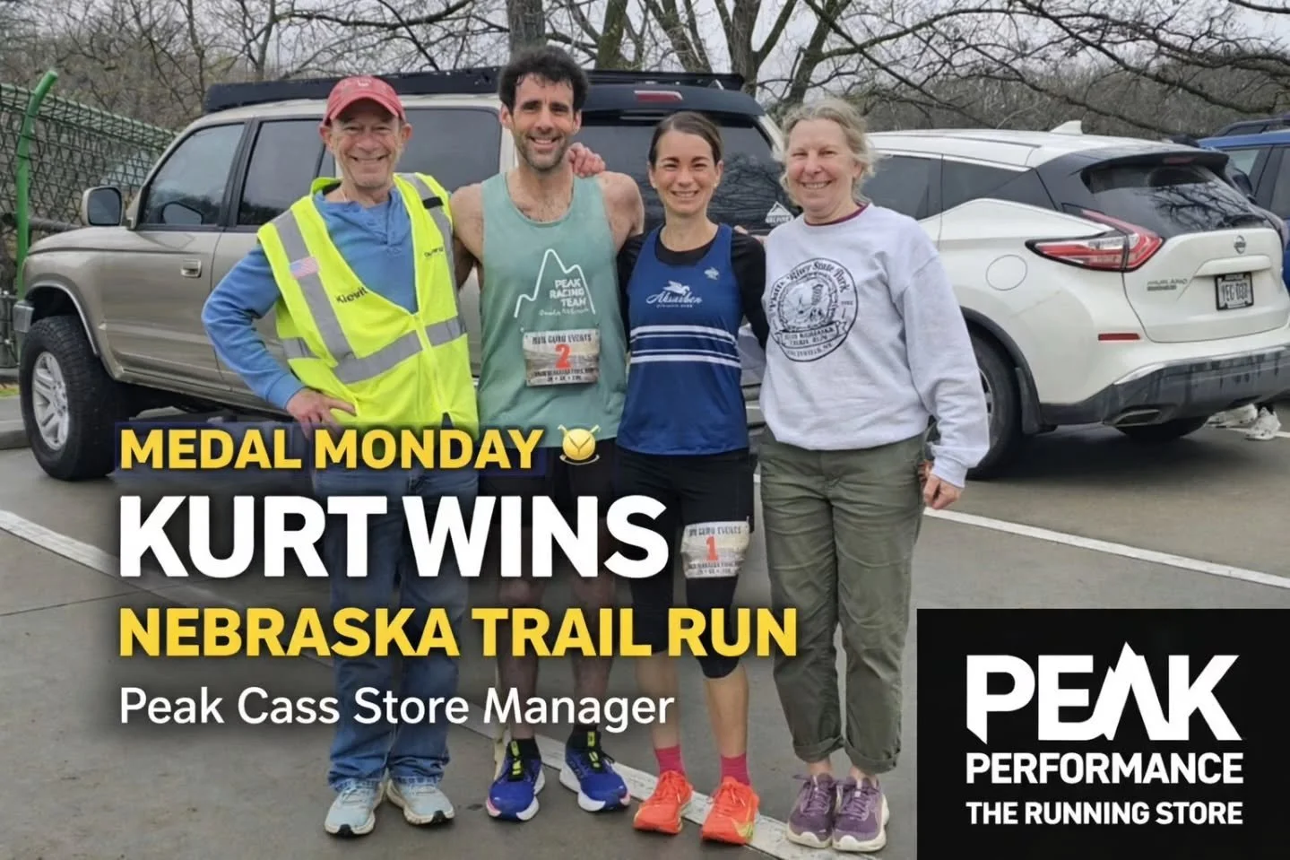 🏅 MEDAL MONDAY
Big congrats to Kurt, Peak Performance Cass store manager, on taking the men&rsquo;s overall win at the Nebraska Trail Run this weekend! 👟🌲

Kurt&rsquo;s no stranger to early mornings and trail miles, but seeing Peak staff out there