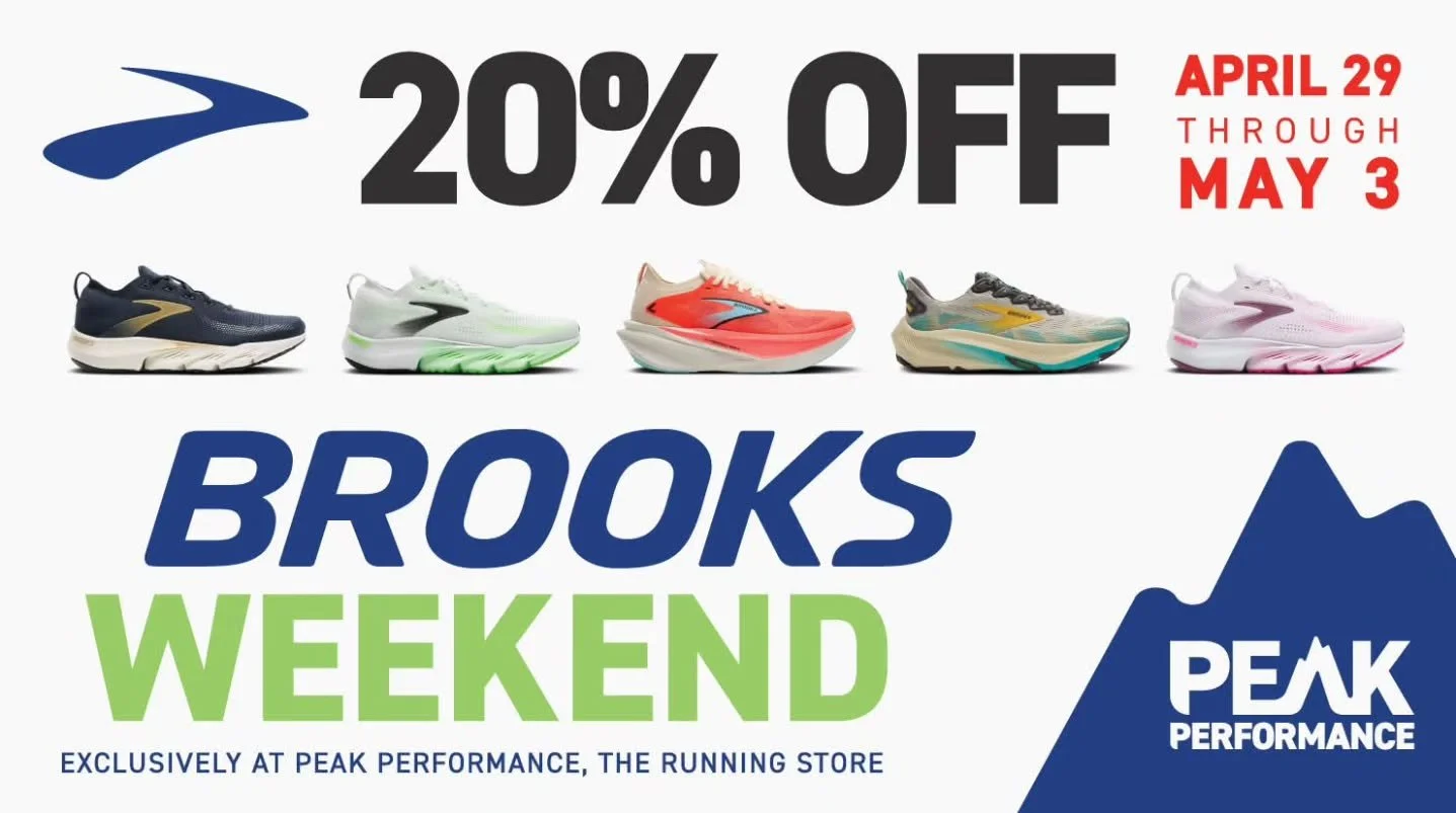 BROOKS SALE STARTS IN 2 WEEKS 👟
Berkshire Weekend at Peak is almost here.

From April 29 &ndash; May 3, take 20% OFF all Brooks shoes, apparel, and accessories at all three Peak Performance locations.

This is one of our biggest sales of the year &m