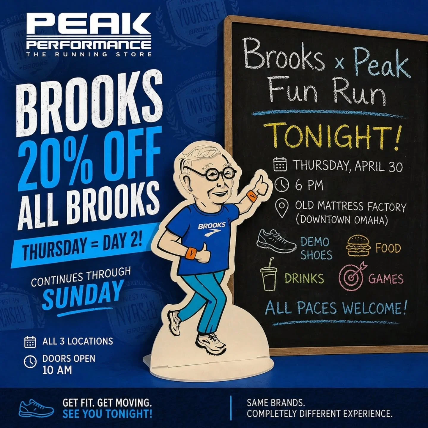 DAY 2 OF THE BROOKS SALE 👟

The Berkshire Weekend 20% OFF all Brooks continues today at Peak.

If Brooks has been on your radar, this is the week to come get fit right.

🟦 20% OFF all Brooks
📍 All 3 Peak locations
🗓 Now through Sunday
🕙 Doors op