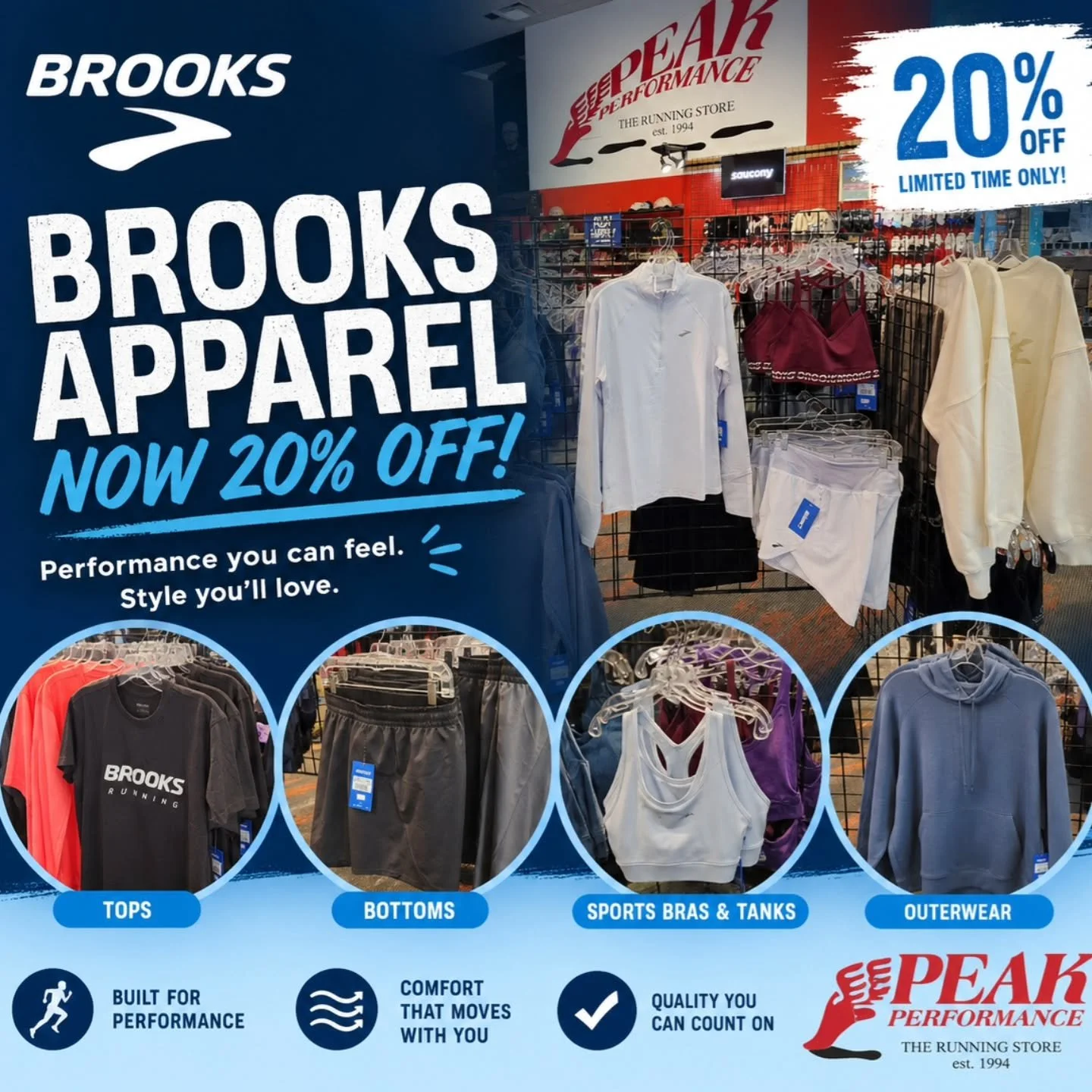 Brooks Weekend = 20% OFF Brooks apparel AND shoes

Now through May 3 at all Peak locations.

If you&rsquo;ve been thinking about refreshing your spring running kit&hellip; this is the moment.

Same brands. Completely different experience. 👟