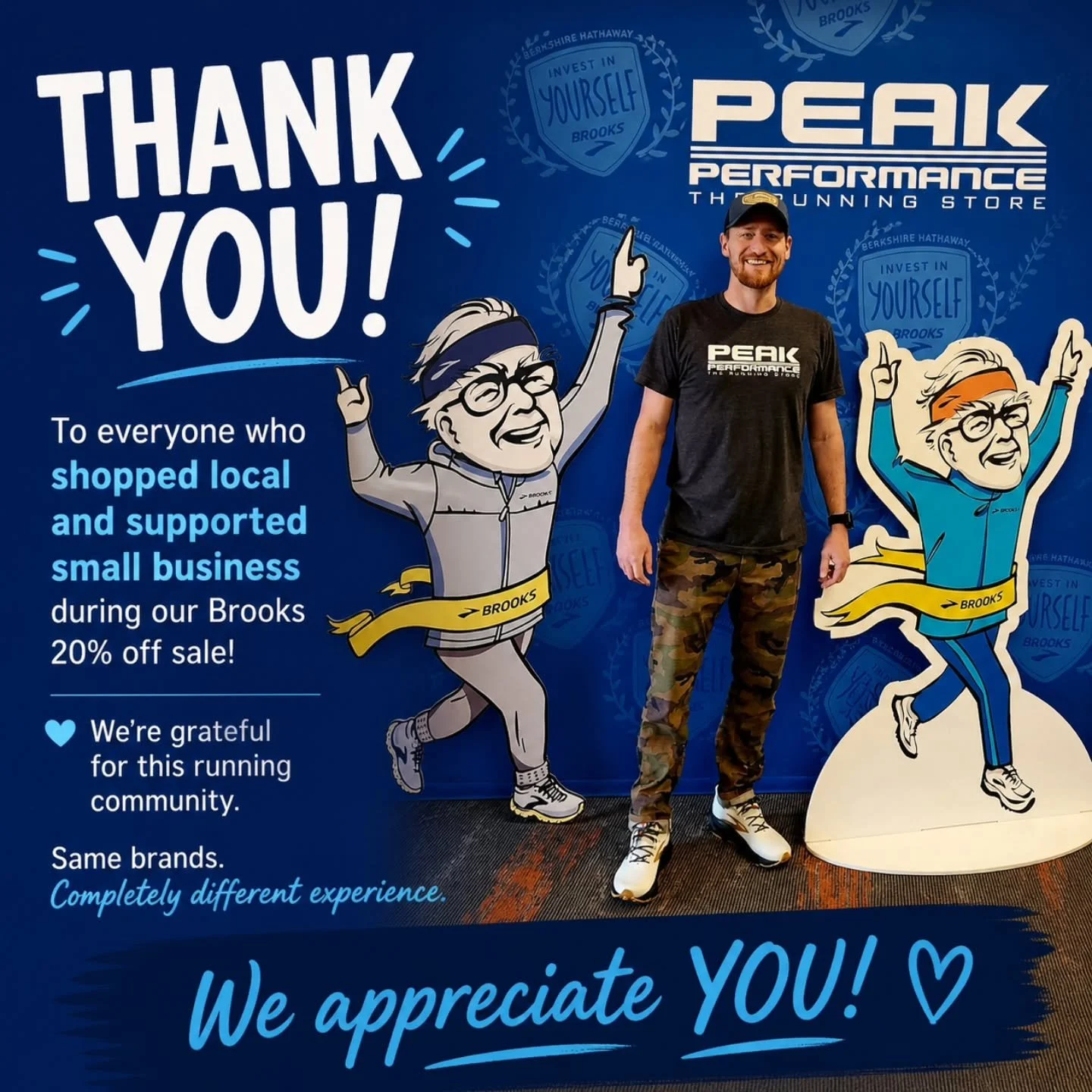 THANK YOU, OMAHA 💙

This past week reminded us why we do what we do.

From longtime customers to first-time visitors during Berkshire Weekend&mdash;thank you for choosing to shop local and support a small business like Peak.

Every pair of shoes fit